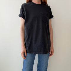 1980s Faded Blank Black FOTL Pocket T-Shirt