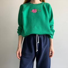 1980/90s Handmade Floral Needlepoint Raglan Sweatshirt