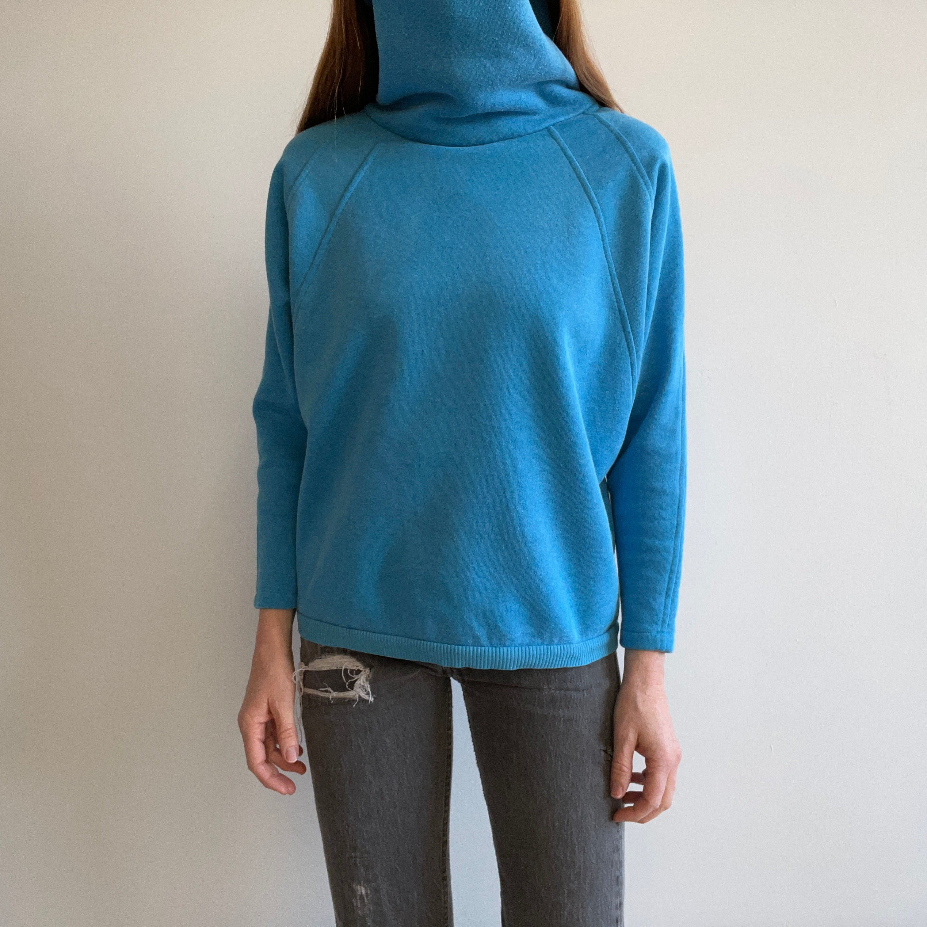 1980s Mega Turtleneck Dolman Sleeve Shoulder Padded Sweatshirt - WOWZA