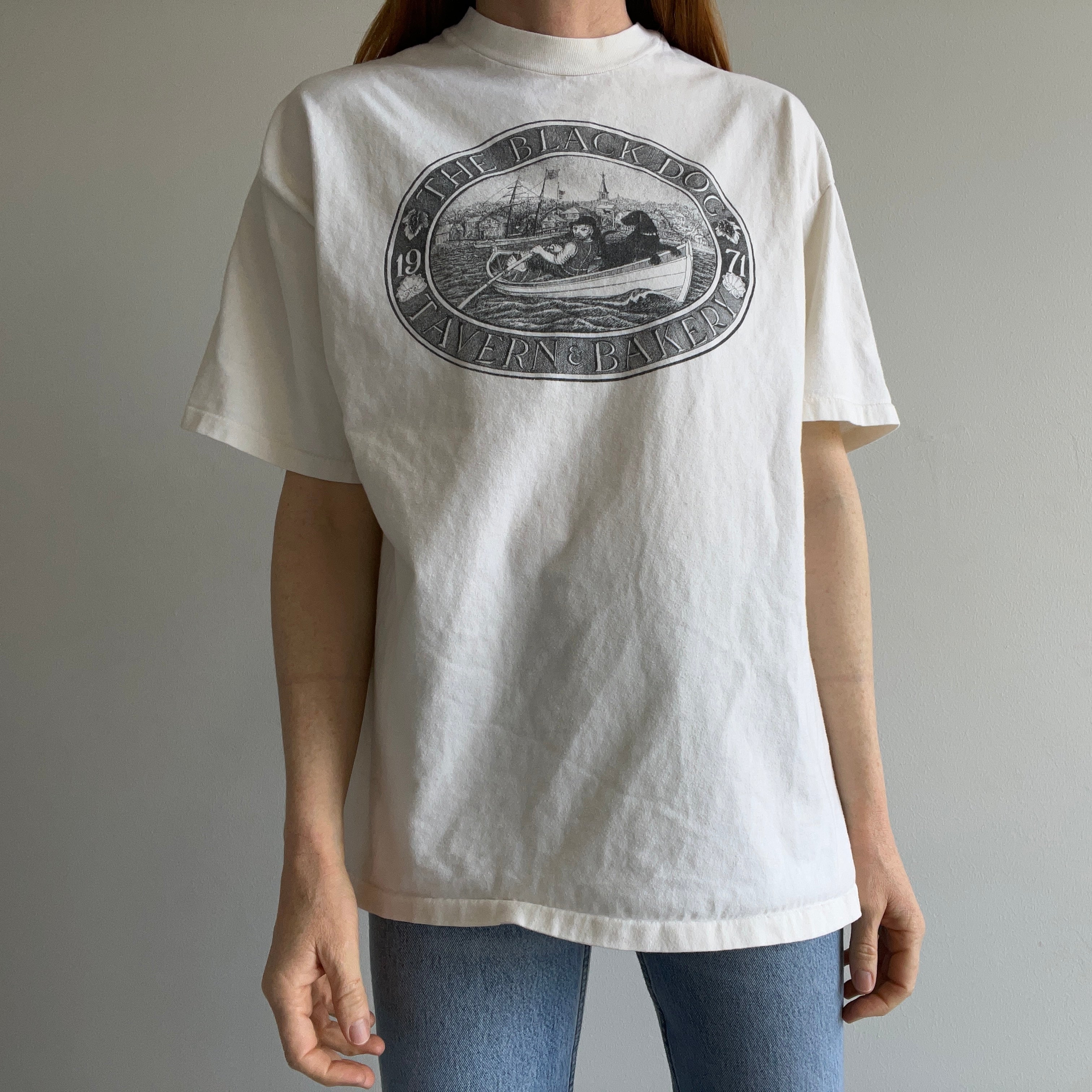 1990s Black Dog Tavern and Bakery Cotton T-Shirt