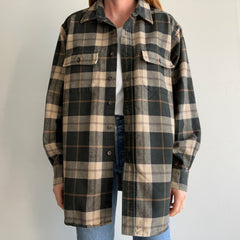 1990s L.L. Bean Larger and Longer Neutral Plaid Flannel