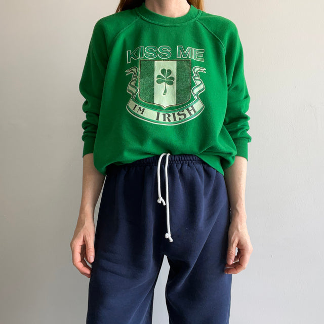 1980s "Kiss Me I'm Irish" Sweatshirt by Bassett Walker