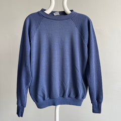 1980s Blank Thin Faded Navy Raglan