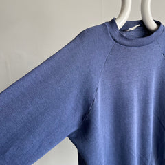 1980s Blank Thin Faded Navy Raglan