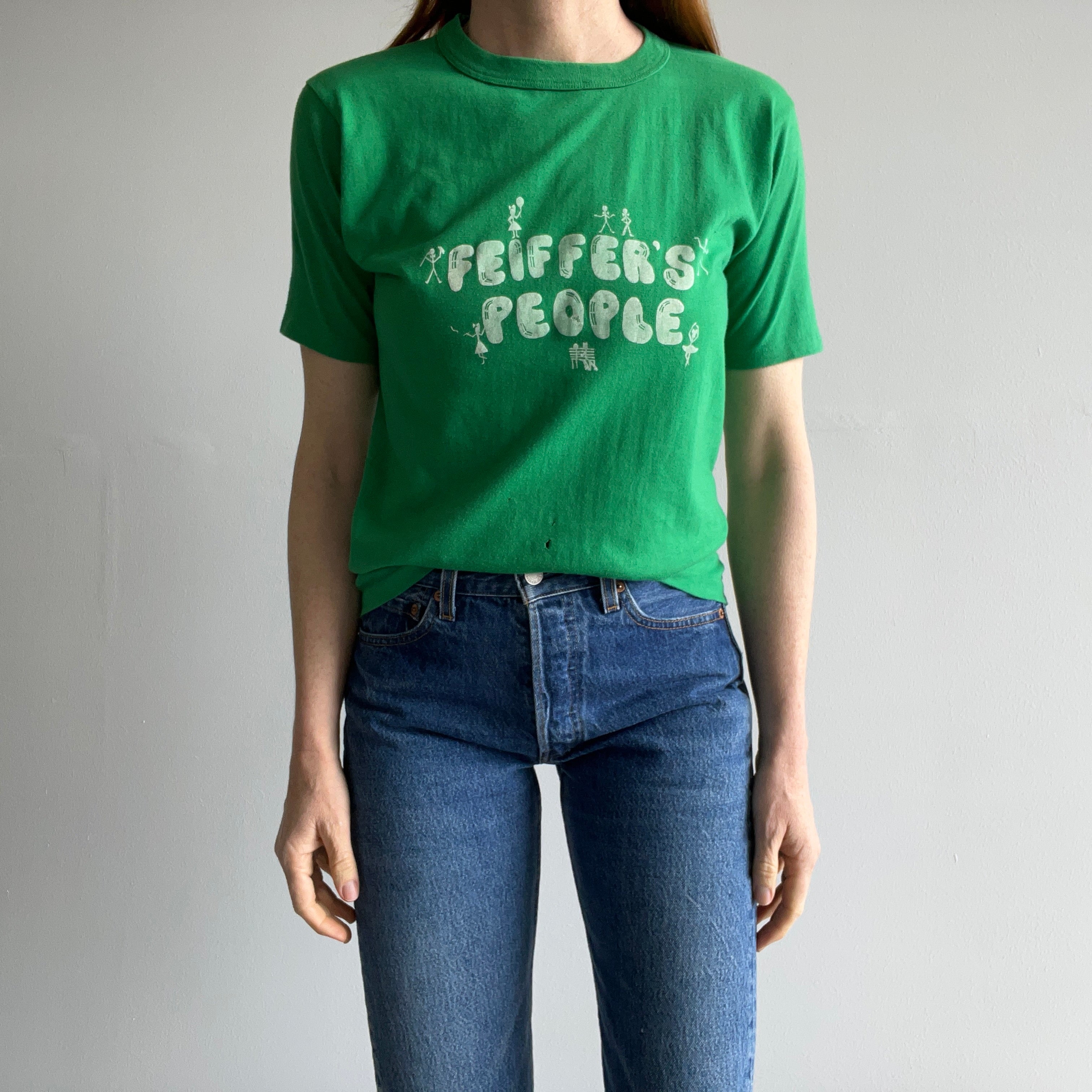 1970s Feiffer's People Rolled Neck Nicely Worn T-Shirt
