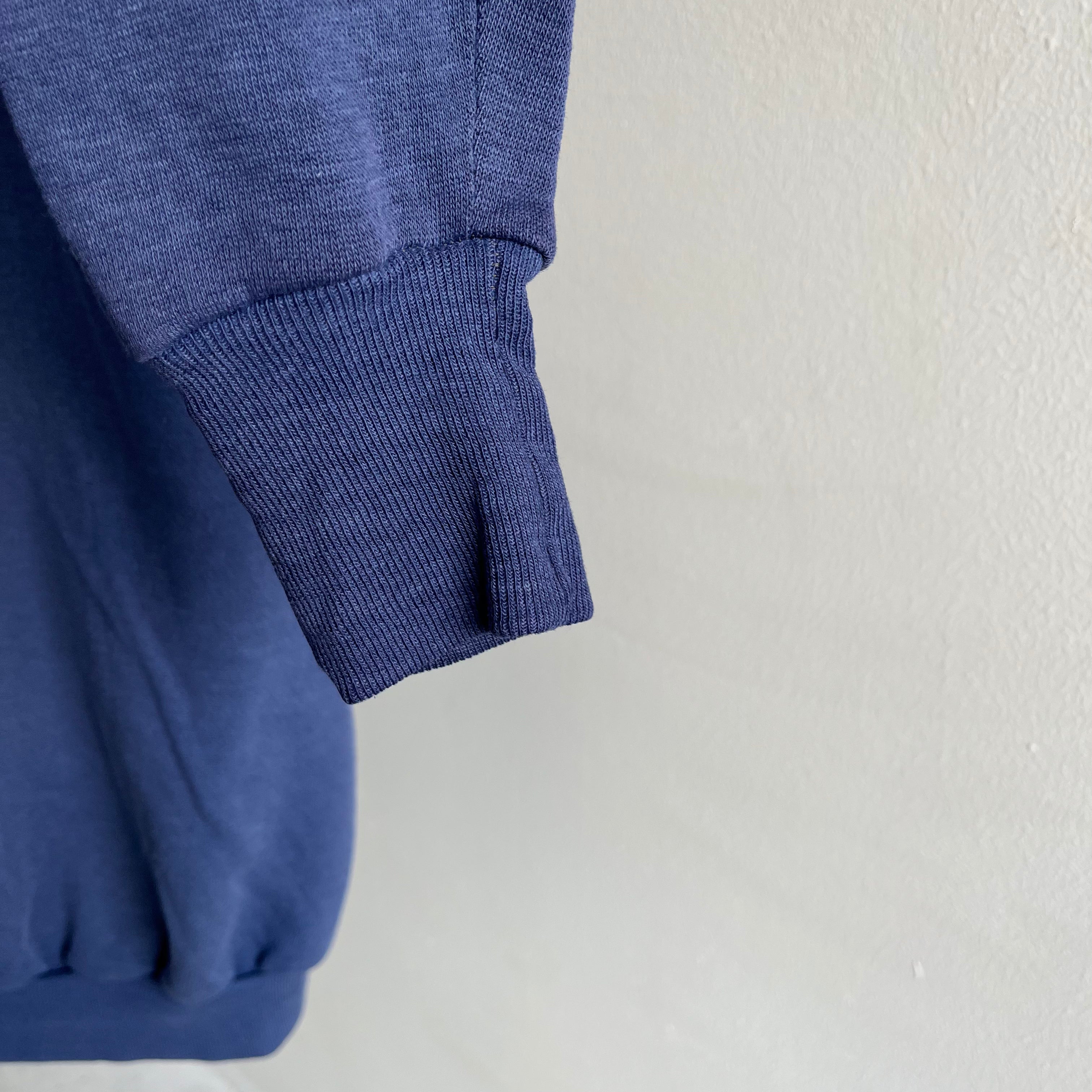 1980s Blank Thin Faded Navy Raglan