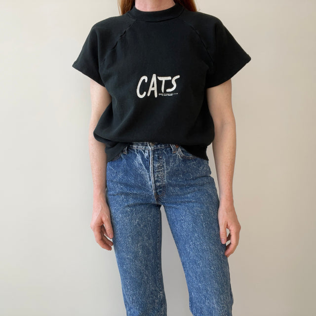 1981 Cats DIY Cut Sleeve Warm Up on a 70s Sweatshirt - MeWOW