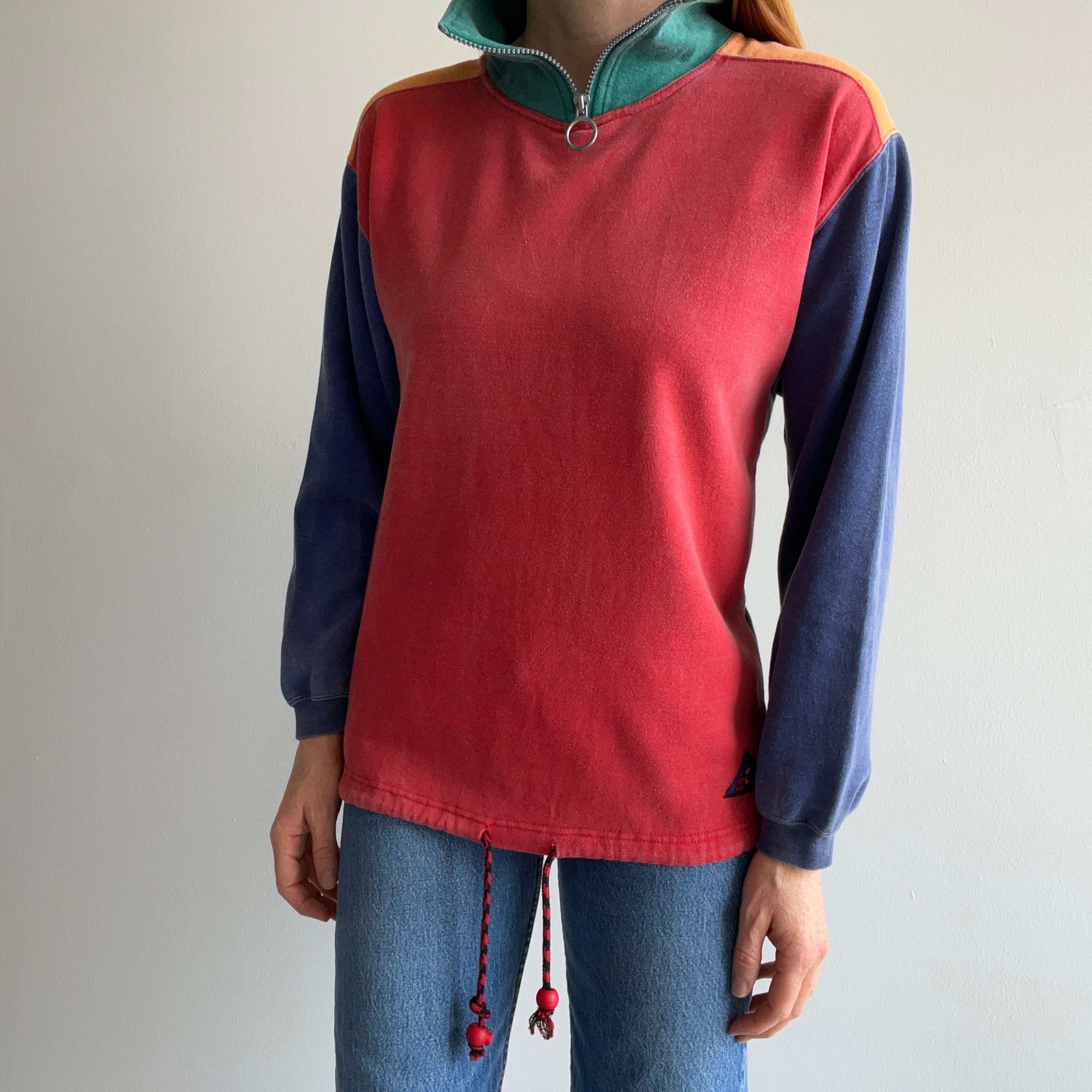 1980s Color Block Mania 1/4 Zip Sweatshirt