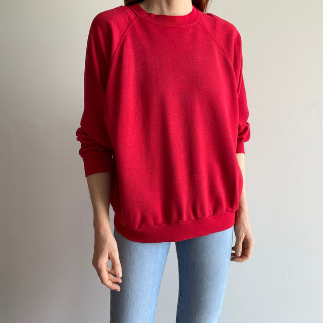 1980s Almost Paper Thin Slouchy Pinot Red Raglan Sweatshirt