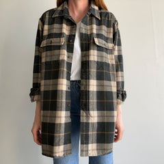 1990s L.L. Bean Larger and Longer Neutral Plaid Flannel