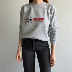 1980s DIY Needlepoint Soccer Sweatshirt by Hanes