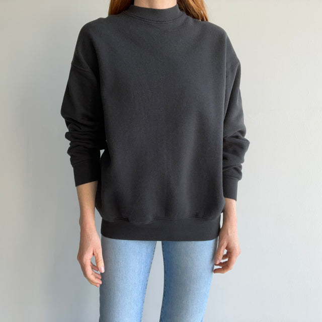 1980s Medium Weight Blank Black Sweatshirt