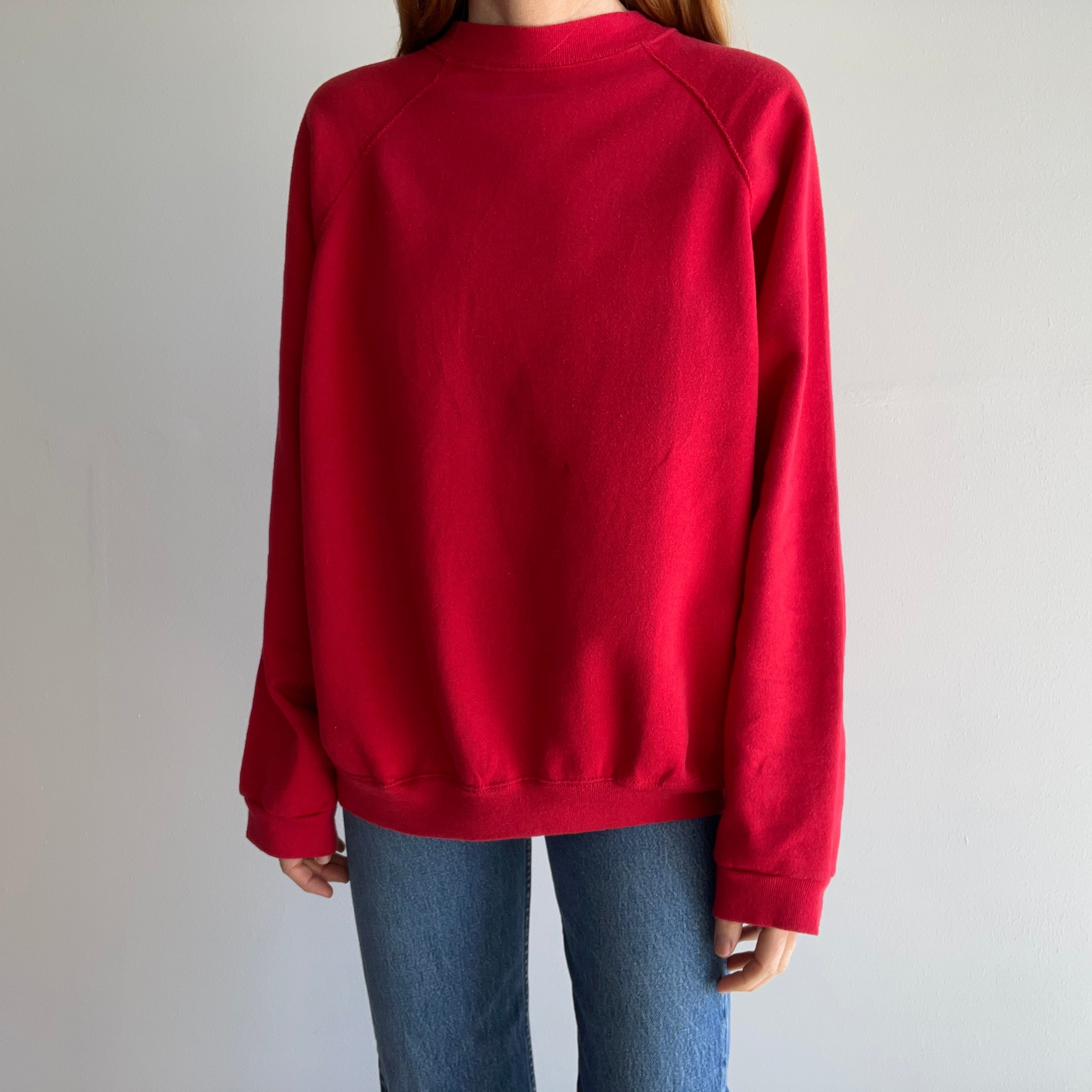 1980s Larger Red Raglan with Roomie Arms and Cuffs - Great Hang