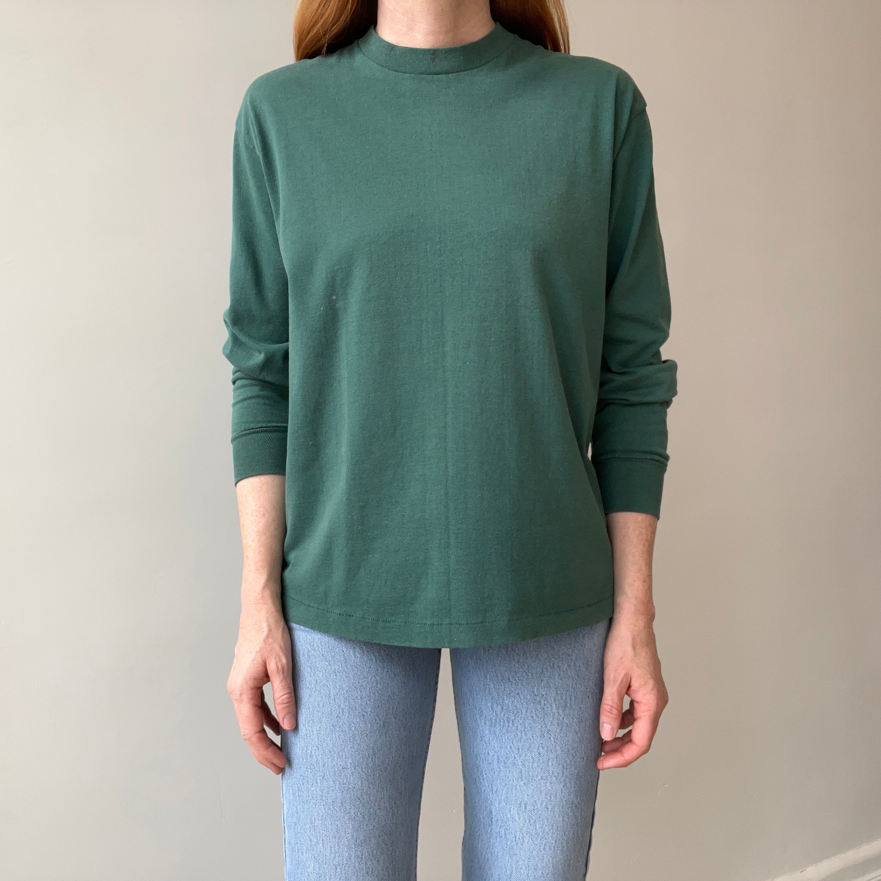 1980s Hunter/Forest Faded Green Long Sleeve by Sunbelt