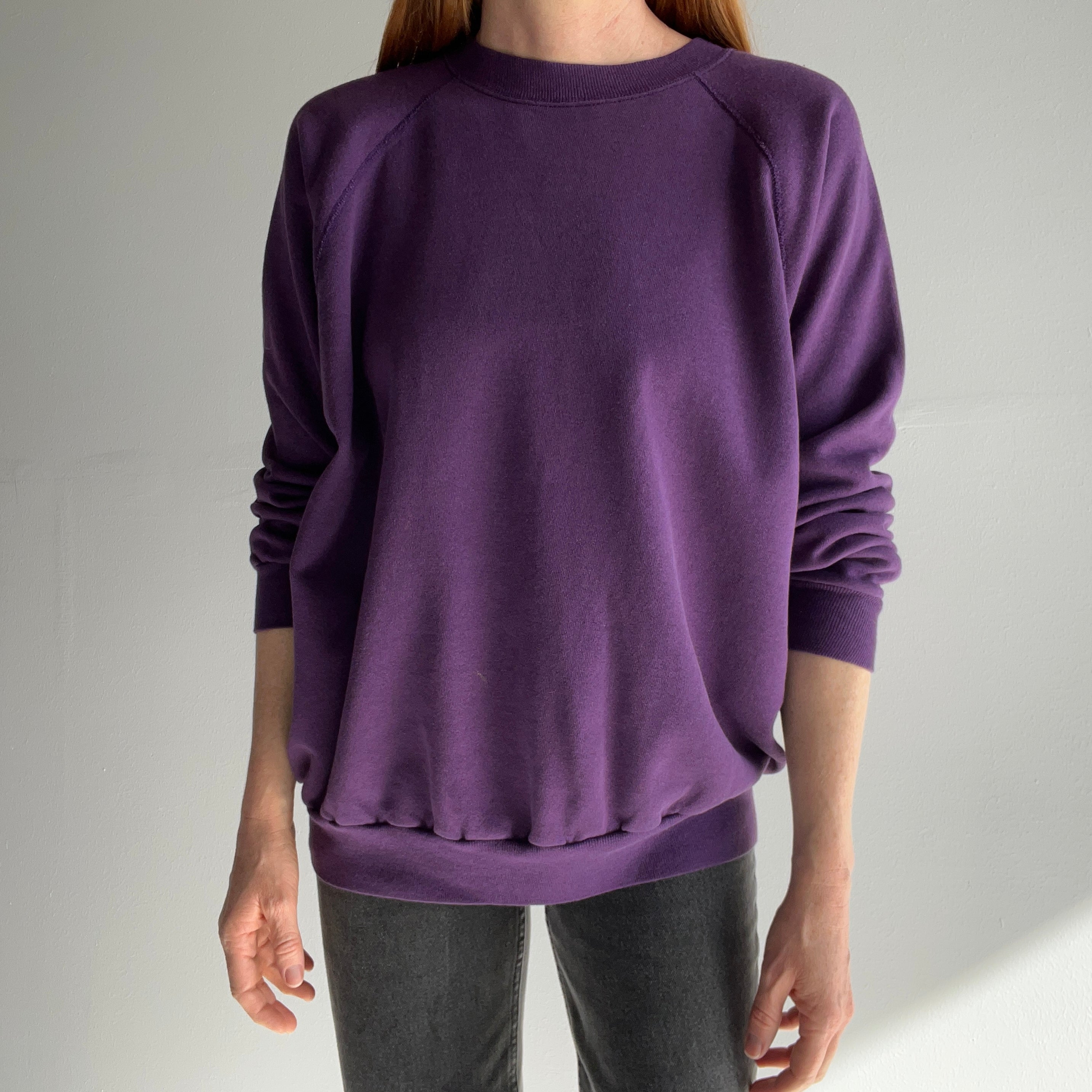 1980s Blank Purple Raglan Sweatshirt