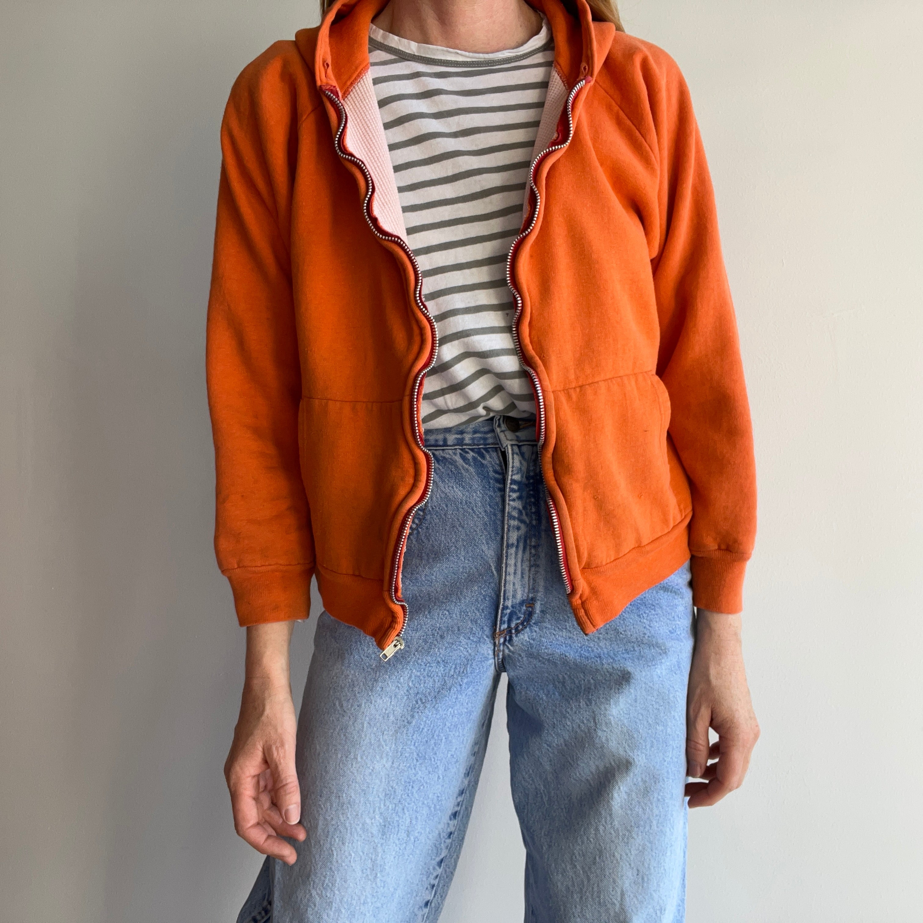 1970s Orange Insulated Staine Hoodie