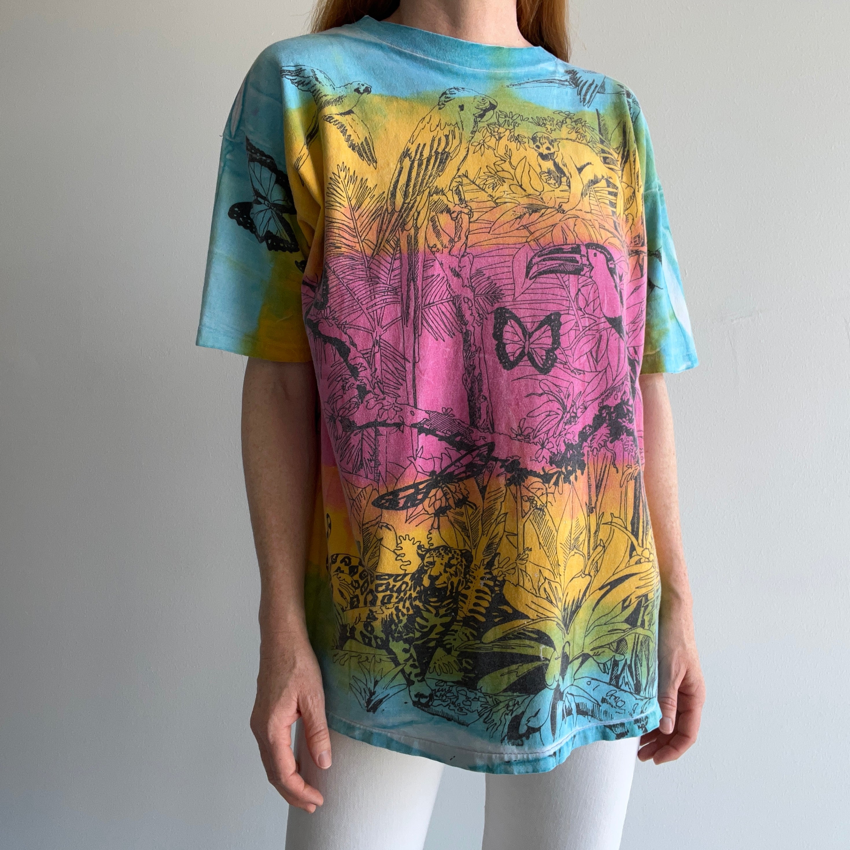 1990s Jungle Amazon Layer Cake Tie Dye T-Shirt - THIS IS AWESOME/DUH