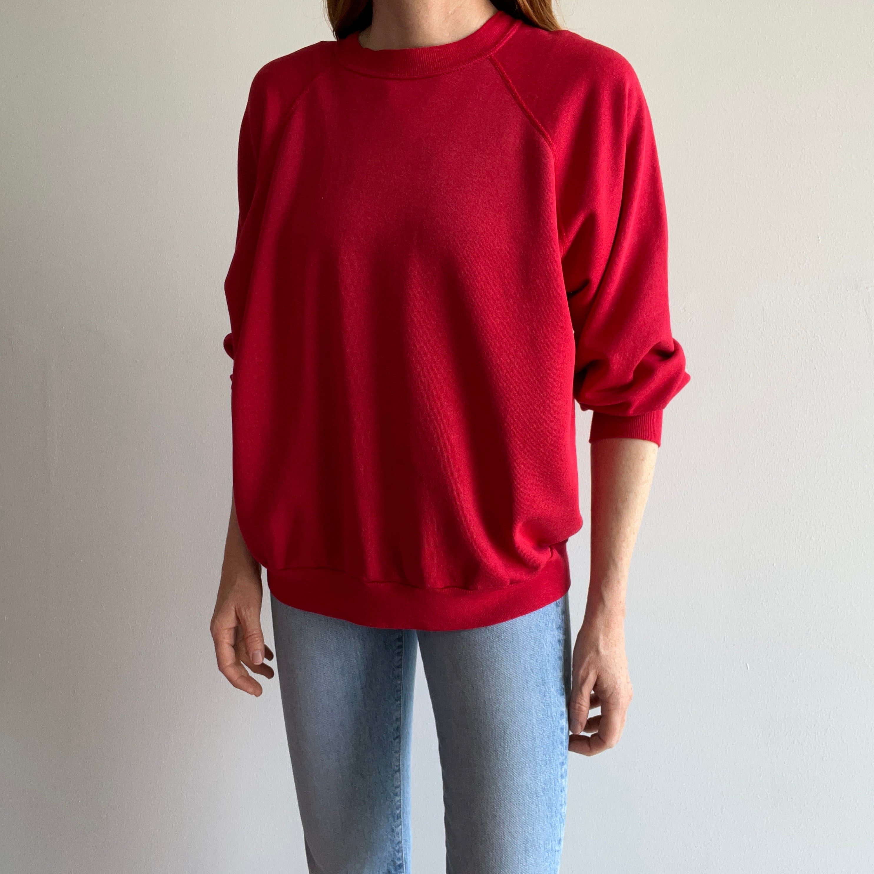 1980s Almost Paper Thin Slouchy Pinot Red Raglan Sweatshirt