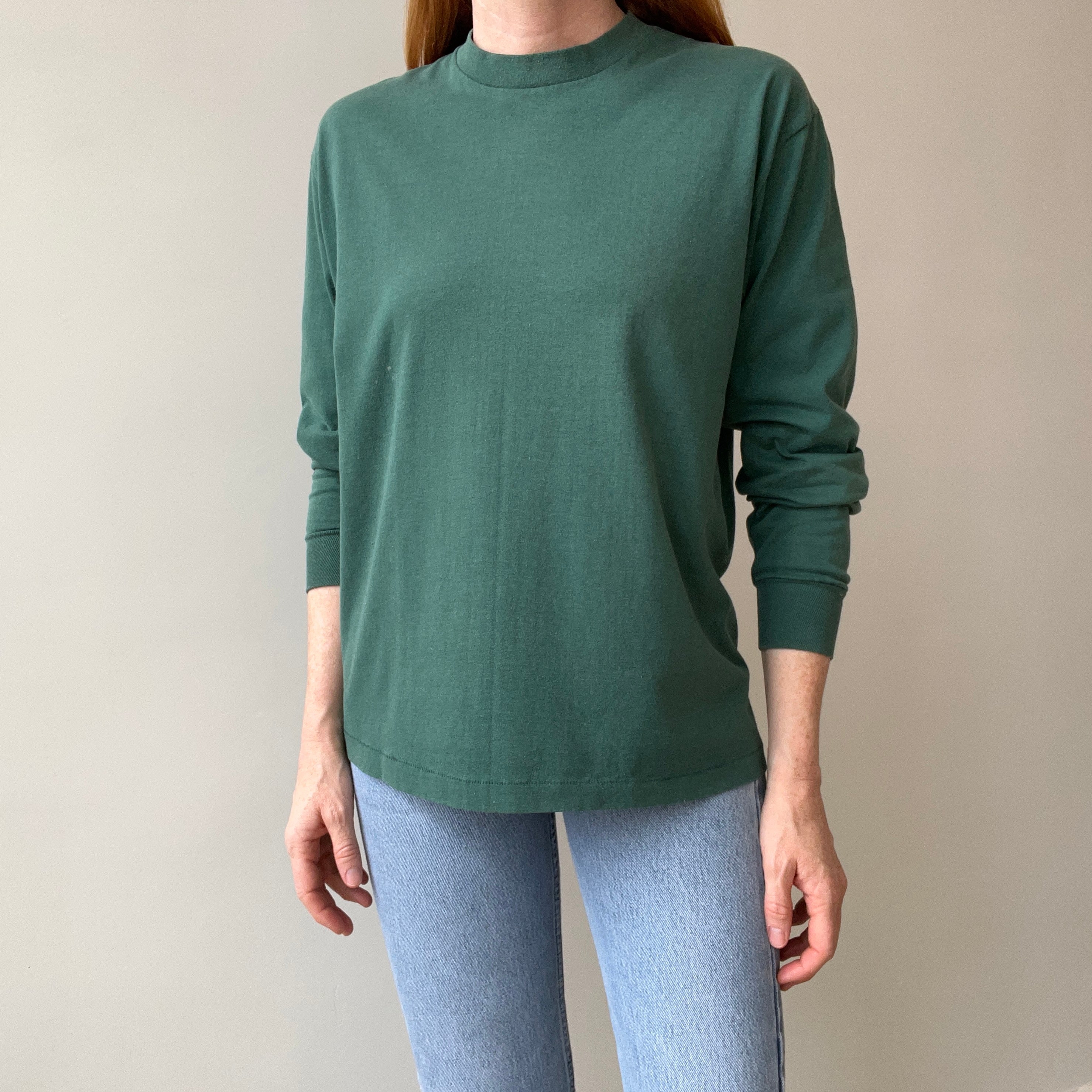 1980s Hunter/Forest Faded Green Long Sleeve by Sunbelt