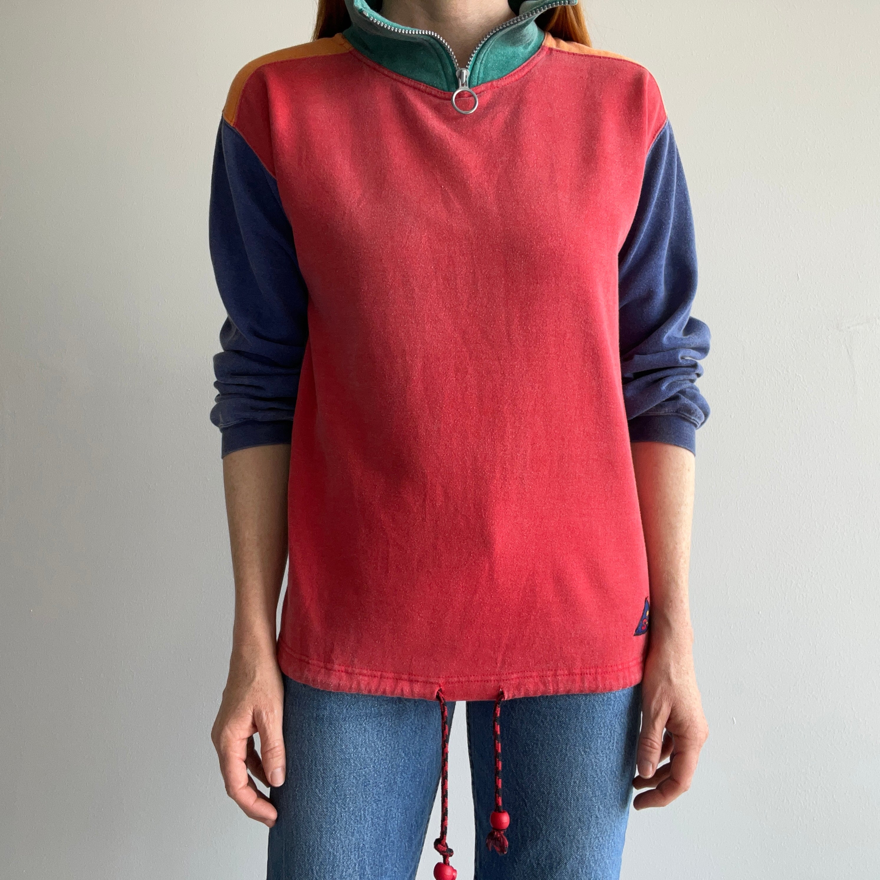 1980s Color Block Mania 1/4 Zip Sweatshirt