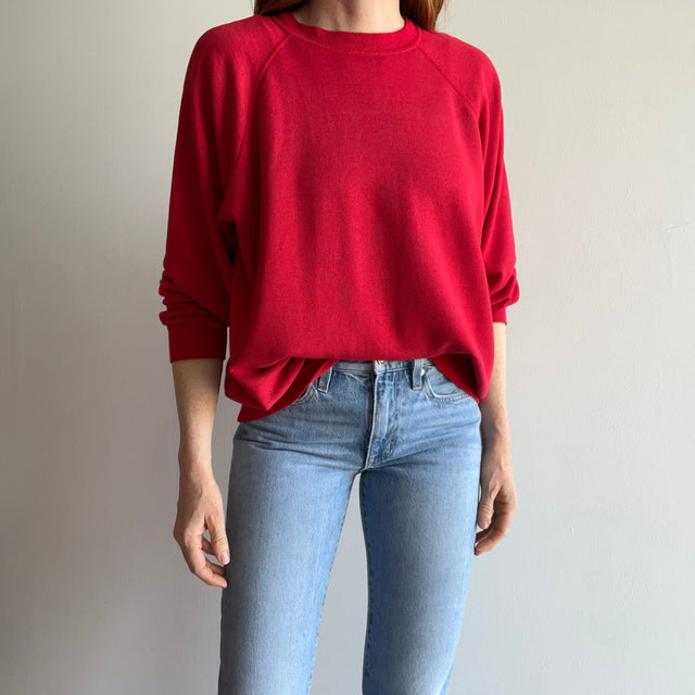 1980s Almost Paper Thin Slouchy Pinot Red Raglan Sweatshirt