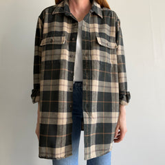 1990s L.L. Bean Larger and Longer Neutral Plaid Flannel