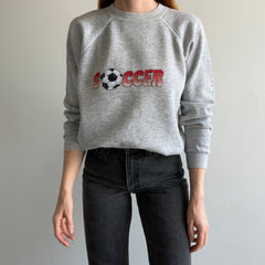 1980s DIY Needlepoint Soccer Sweatshirt by Hanes