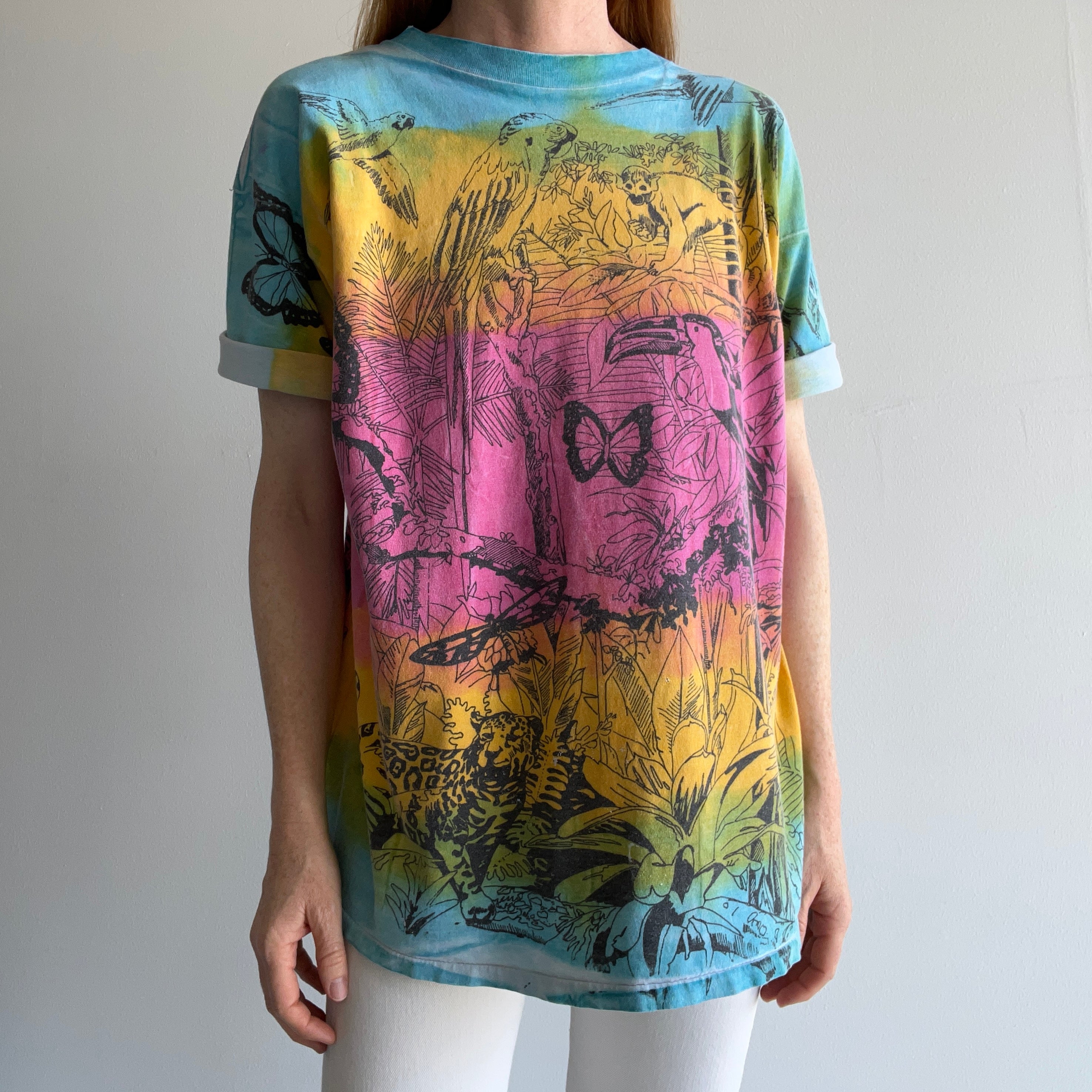 1990s Jungle Amazon Layer Cake Tie Dye T-Shirt - THIS IS AWESOME/DUH