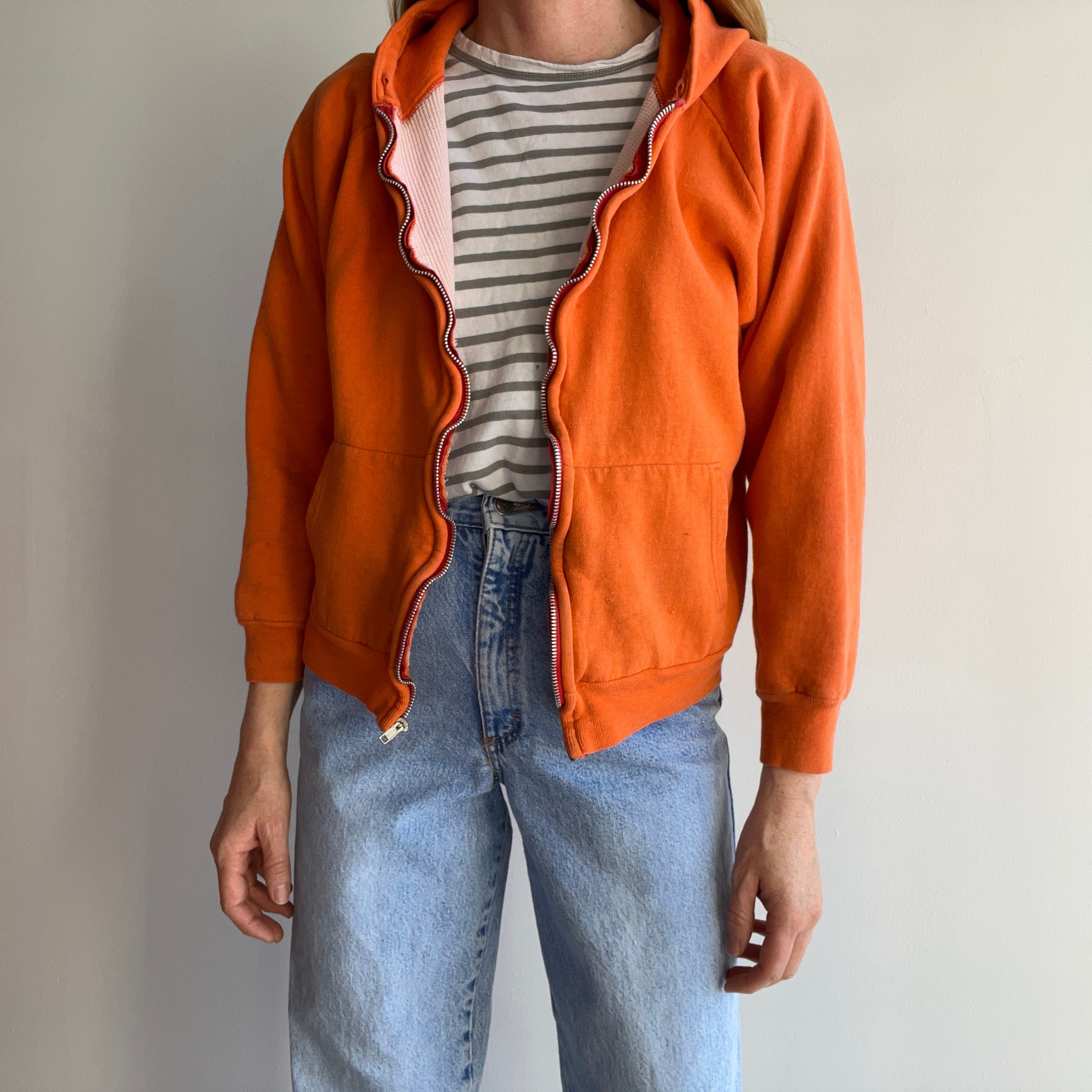 1970s Orange Insulated Staine Hoodie