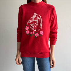 1980s Horses and Roses Sweatshirt