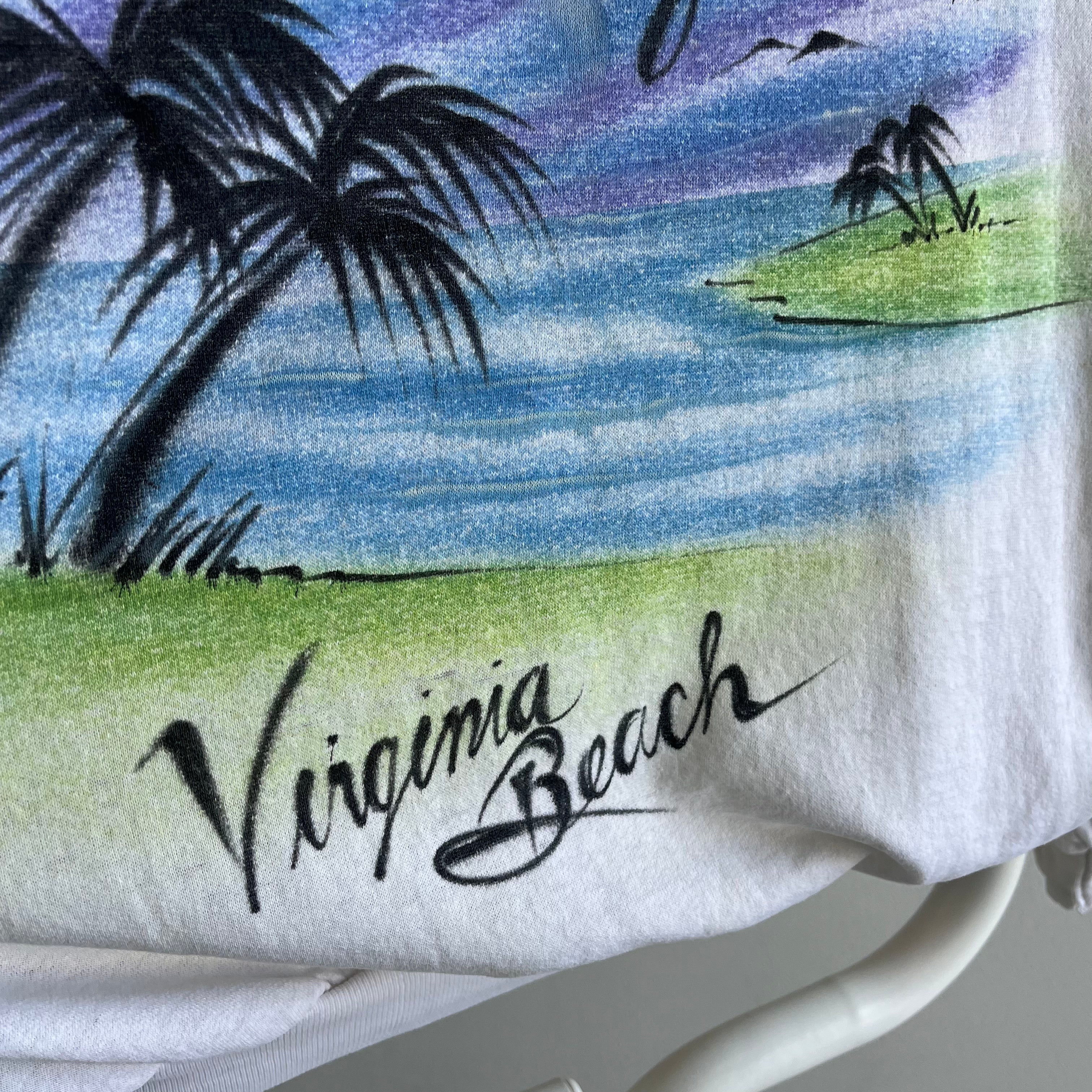 1980s Paper Thin David & Jeannie Virginia Beach Airbrush Sweatshirt