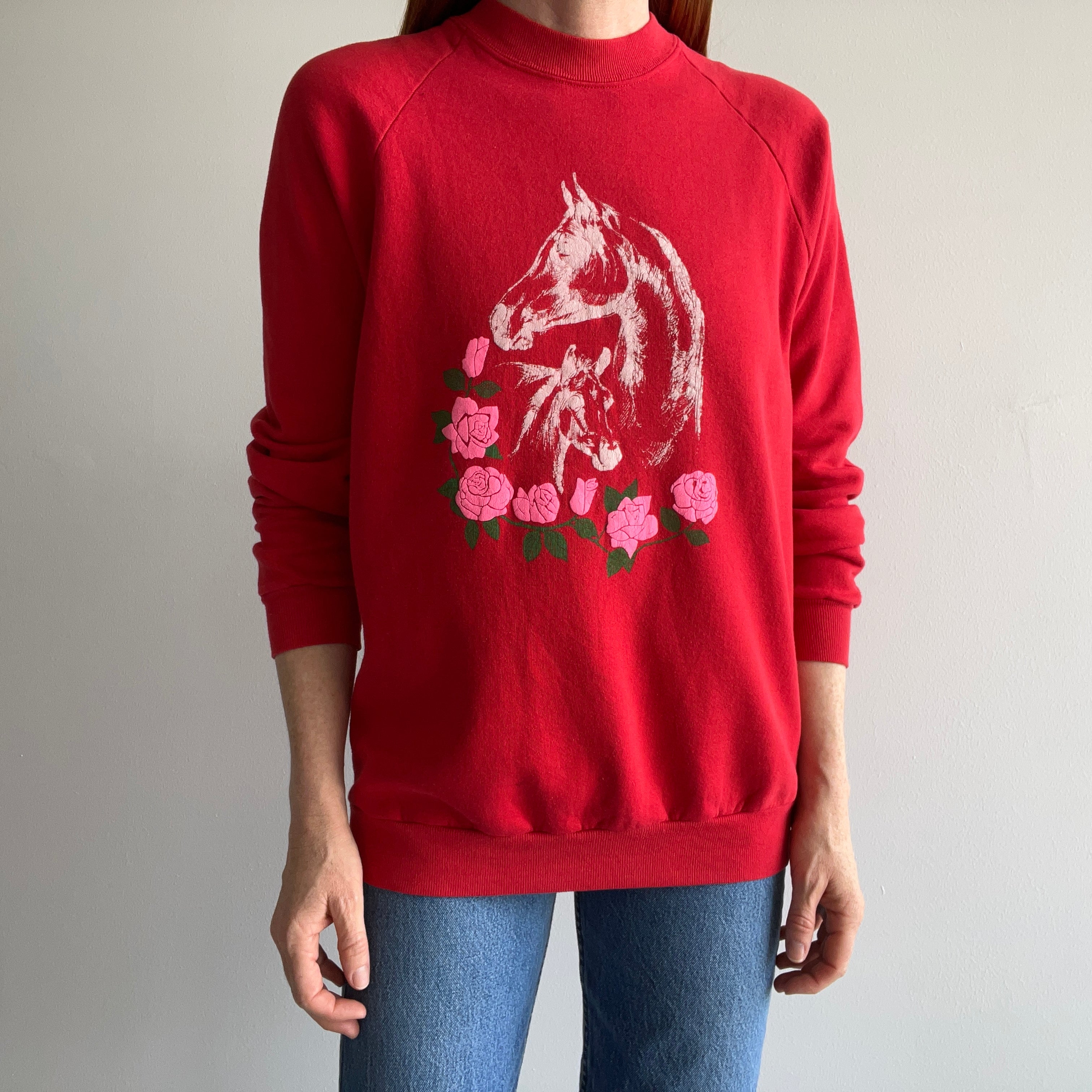1980s Horses and Roses Sweatshirt
