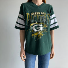 1995 Green Bay Packers Nicely Beat Up Cotton Football T-Shirt by Logo 7