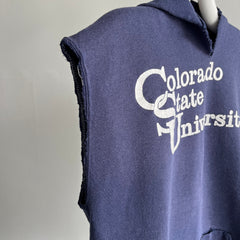 1970s Colorado State University DIY Thrashed Hoodie Warm Up