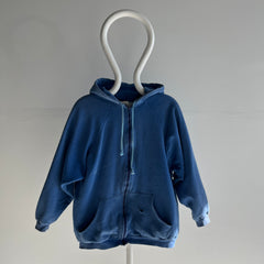 1990s Sky Blue Nicely Worn Insulate Zip Up Hoodie