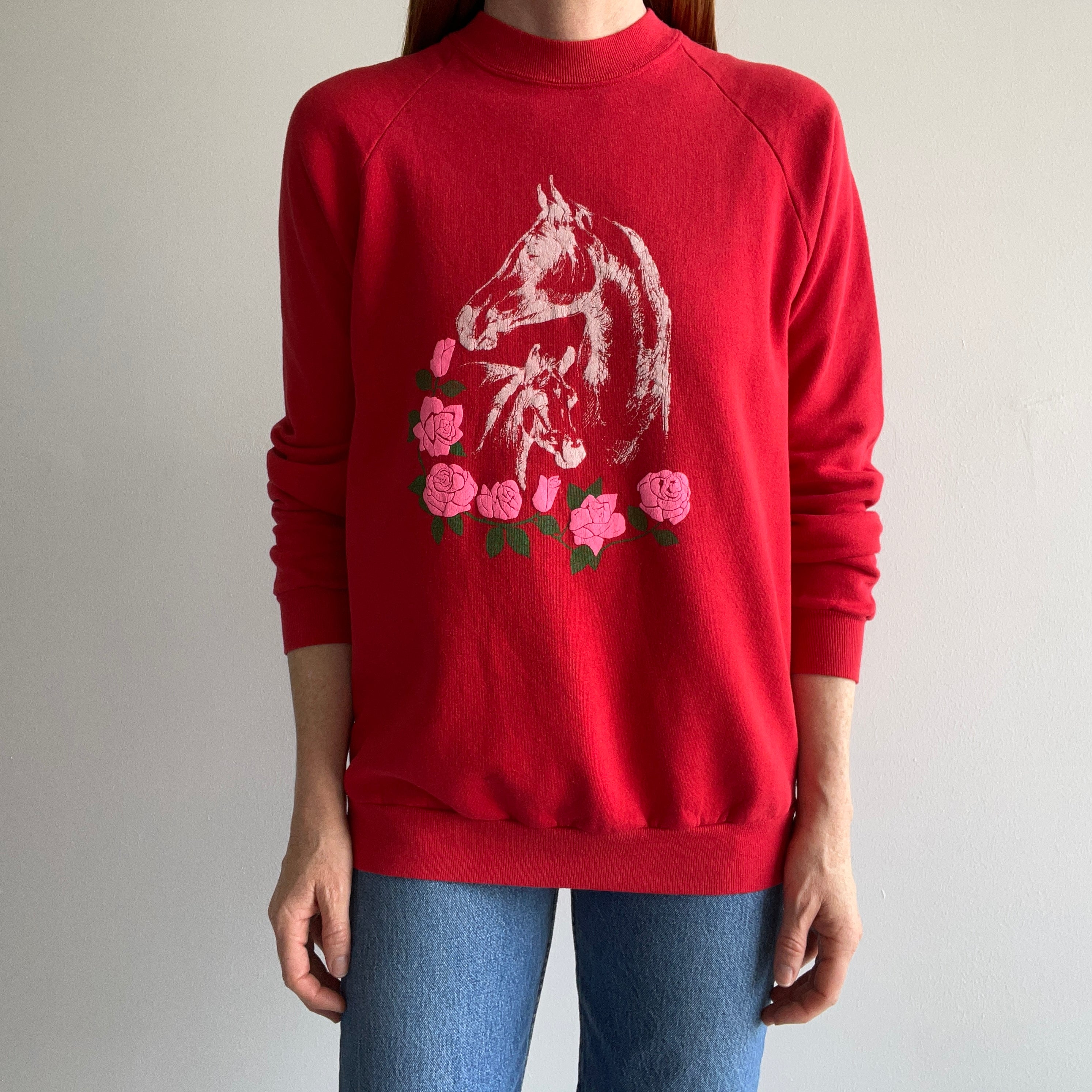 1980s Horses and Roses Sweatshirt