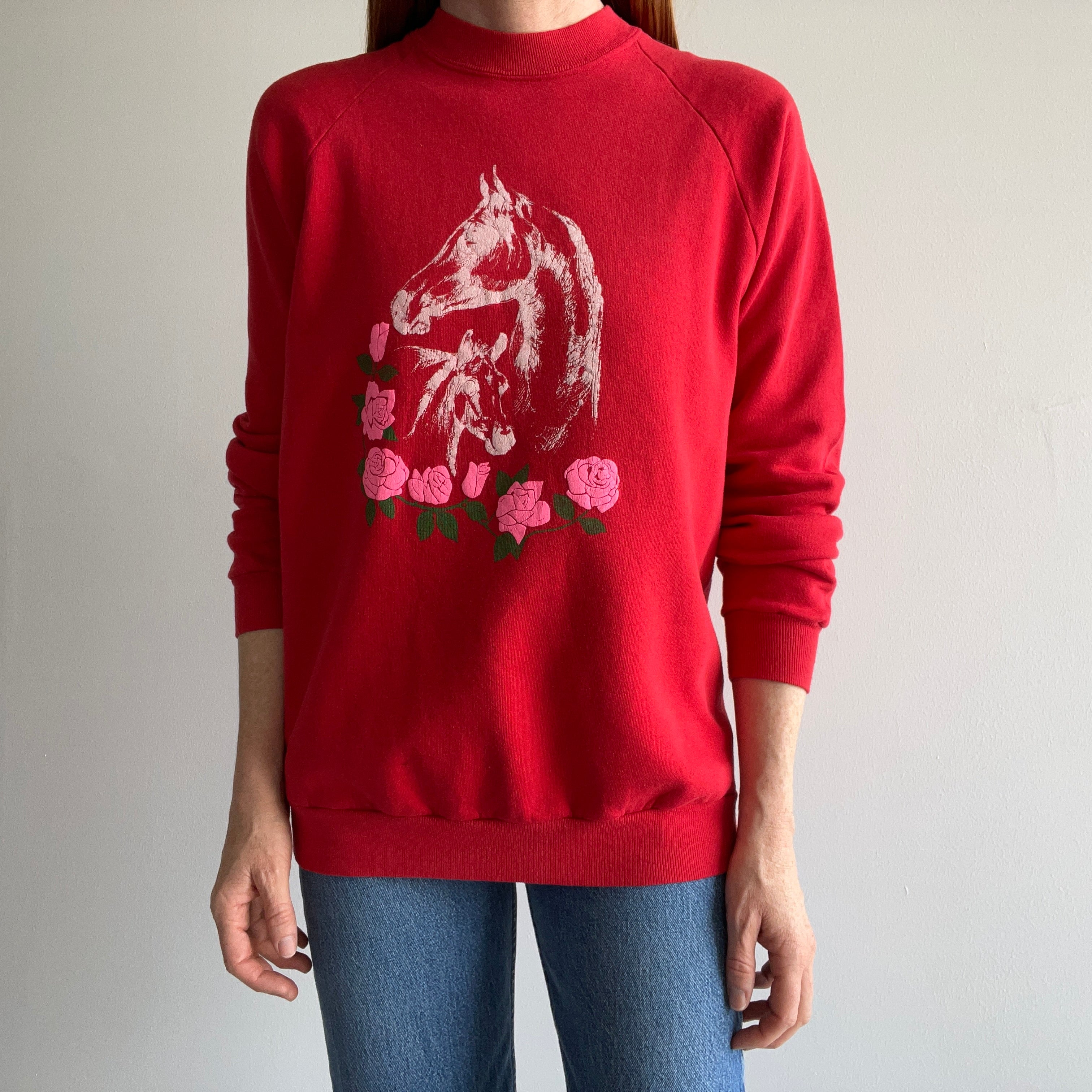 1980s Horses and Roses Sweatshirt