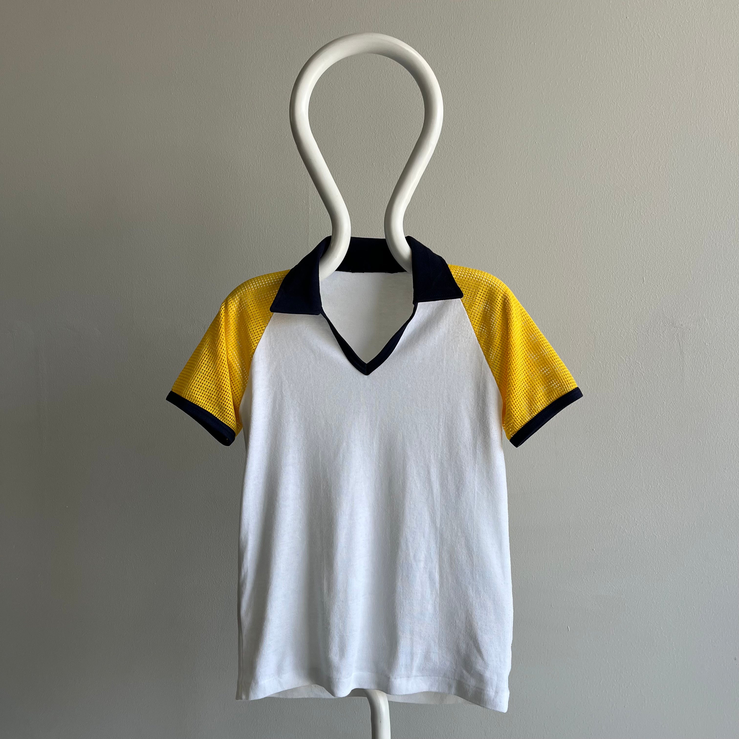 1970s Blank Mesh Polo Baseball T-SHirt - YESSSSS