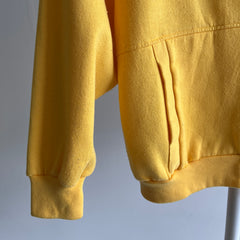 1980s French's Mustard Yellow Sweatshirt Cardigan with Shoulder Pads