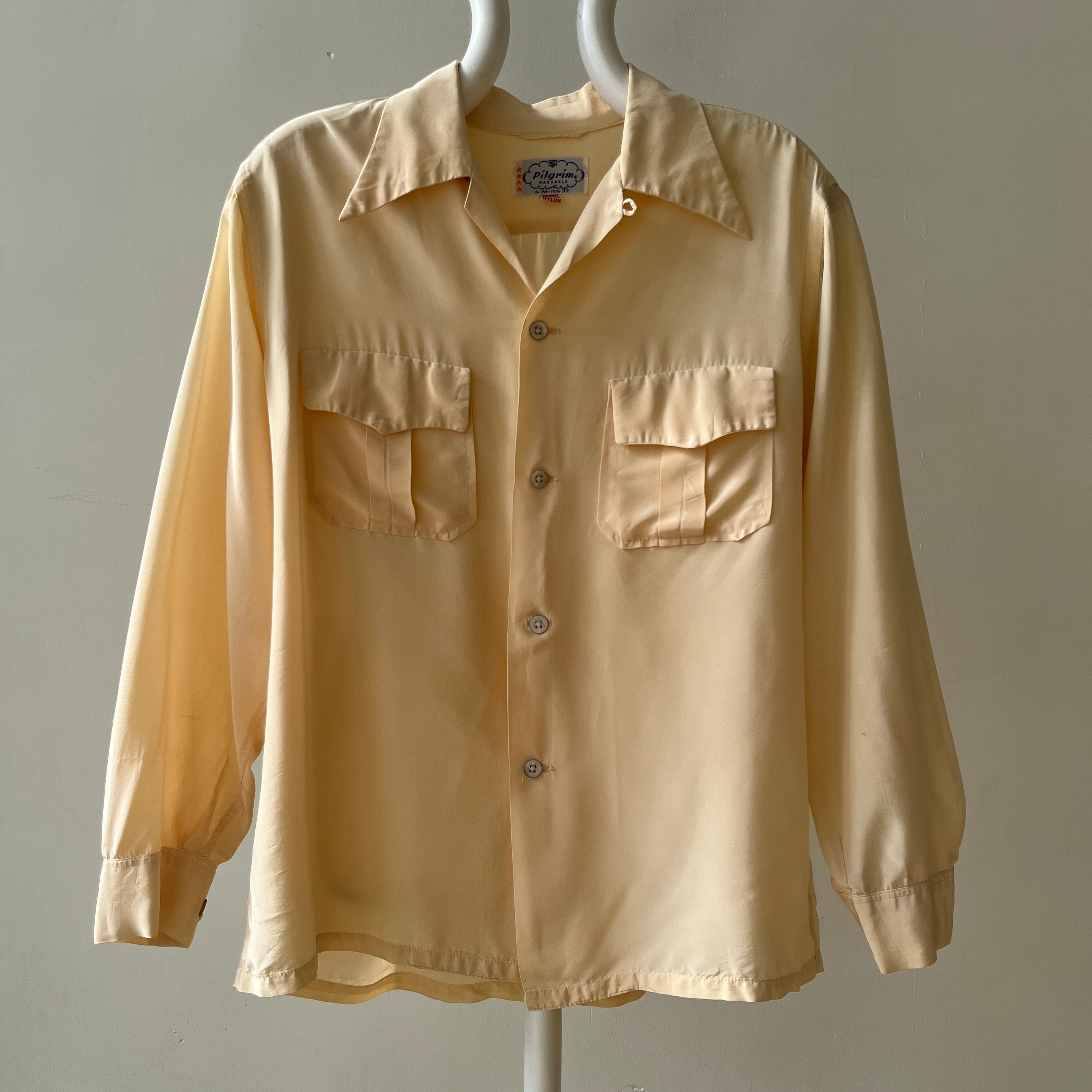 1950s Acetate Nylon Loop Collar Button Up Shirt - TINA COLLECTION