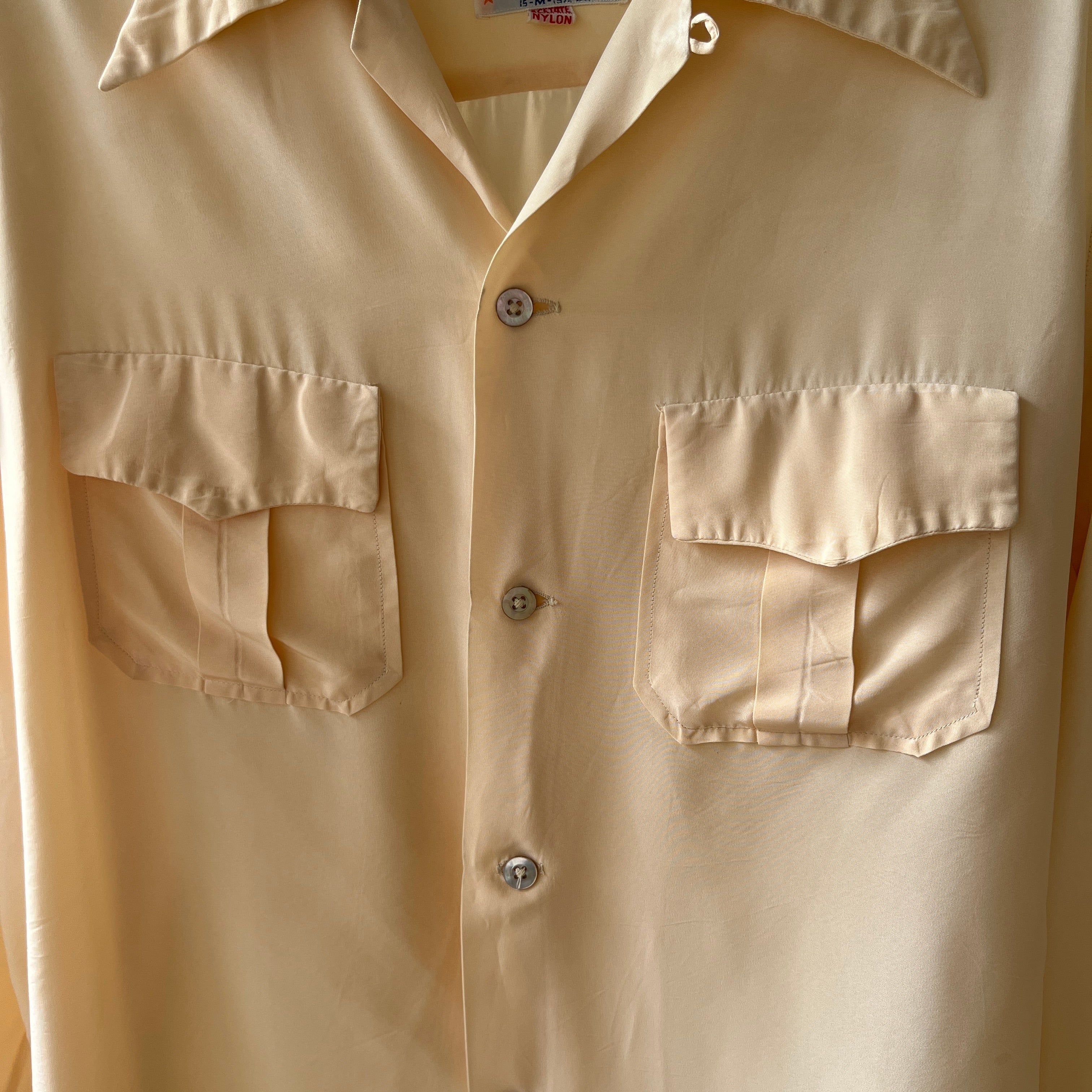 1950s Acetate Nylon Loop Collar Button Up Shirt - TINA COLLECTION