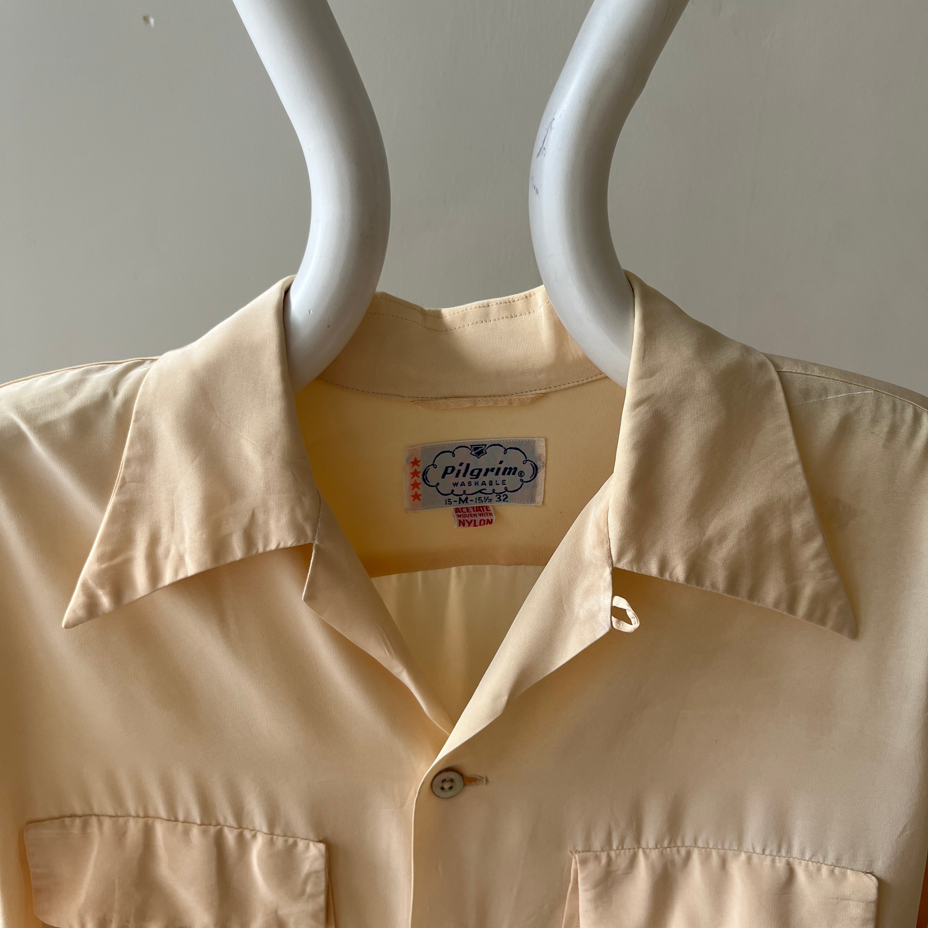 1950s Acetate Nylon Loop Collar Button Up Shirt - TINA COLLECTION