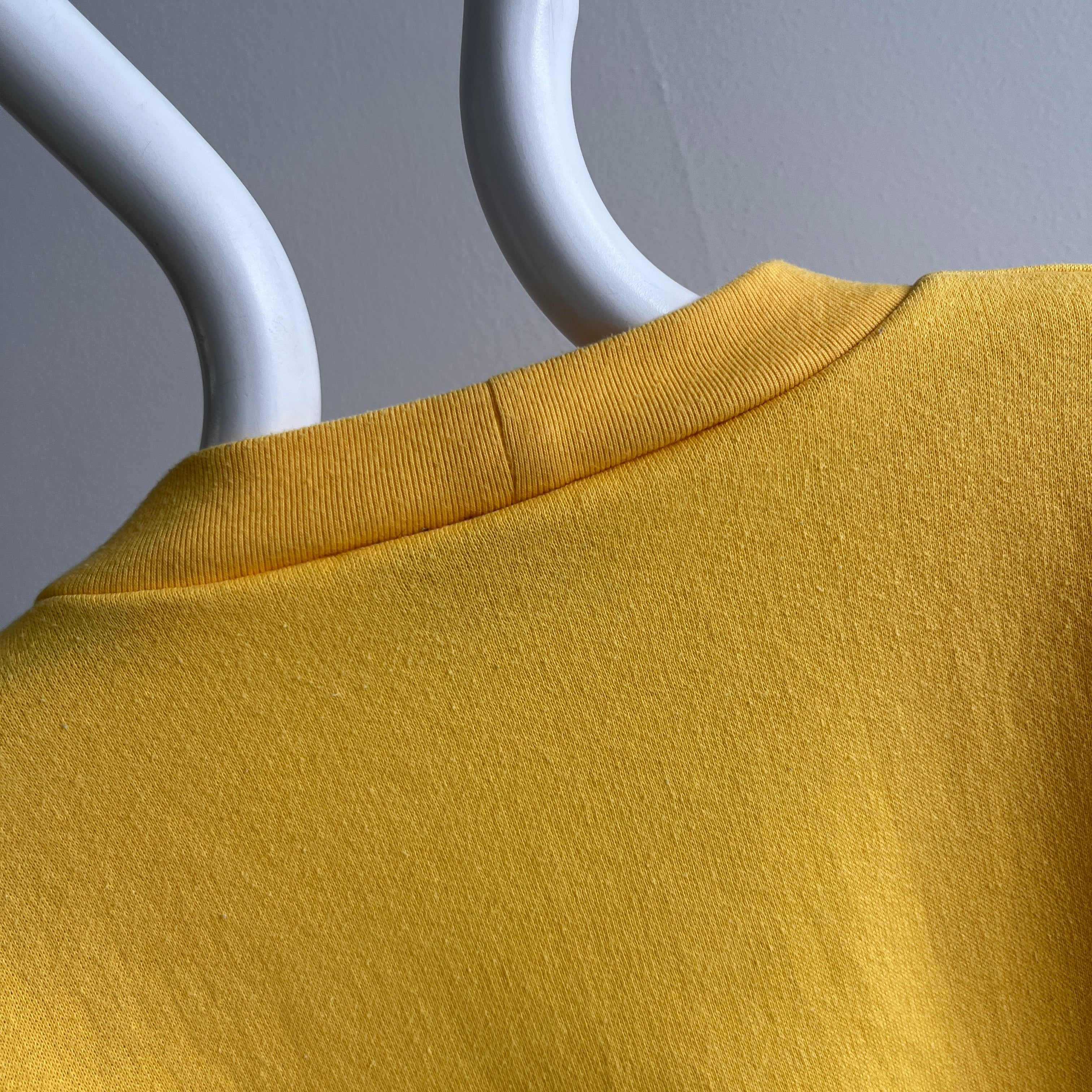 1980s French's Mustard Yellow Sweatshirt Cardigan with Shoulder Pads