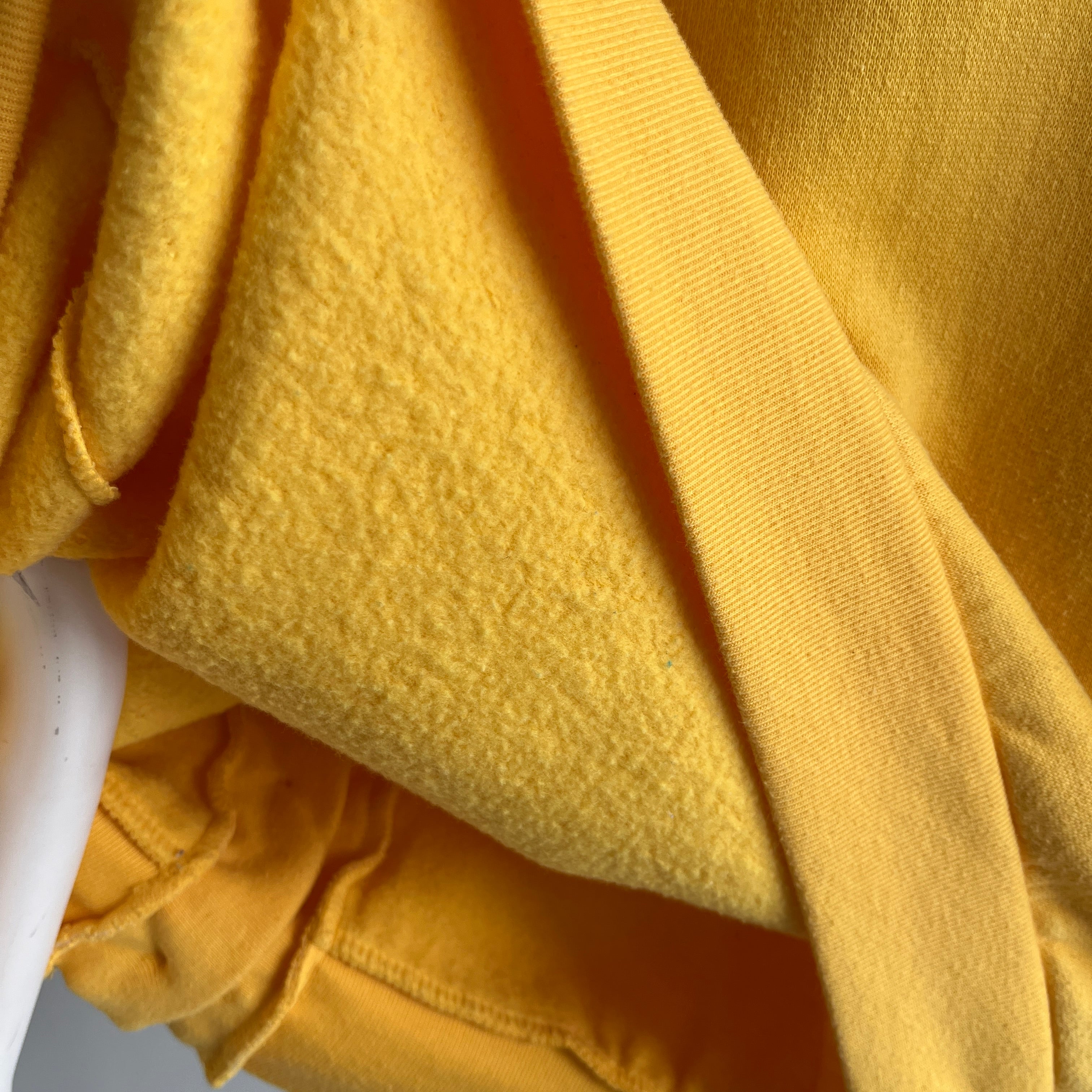 1980s French's Mustard Yellow Sweatshirt Cardigan with Shoulder Pads