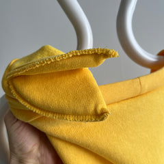1980s French's Mustard Yellow Sweatshirt Cardigan with Shoulder Pads
