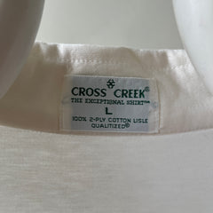 1970s Blank White Polo Style Pocket T Shirt - 70s Dad Chic