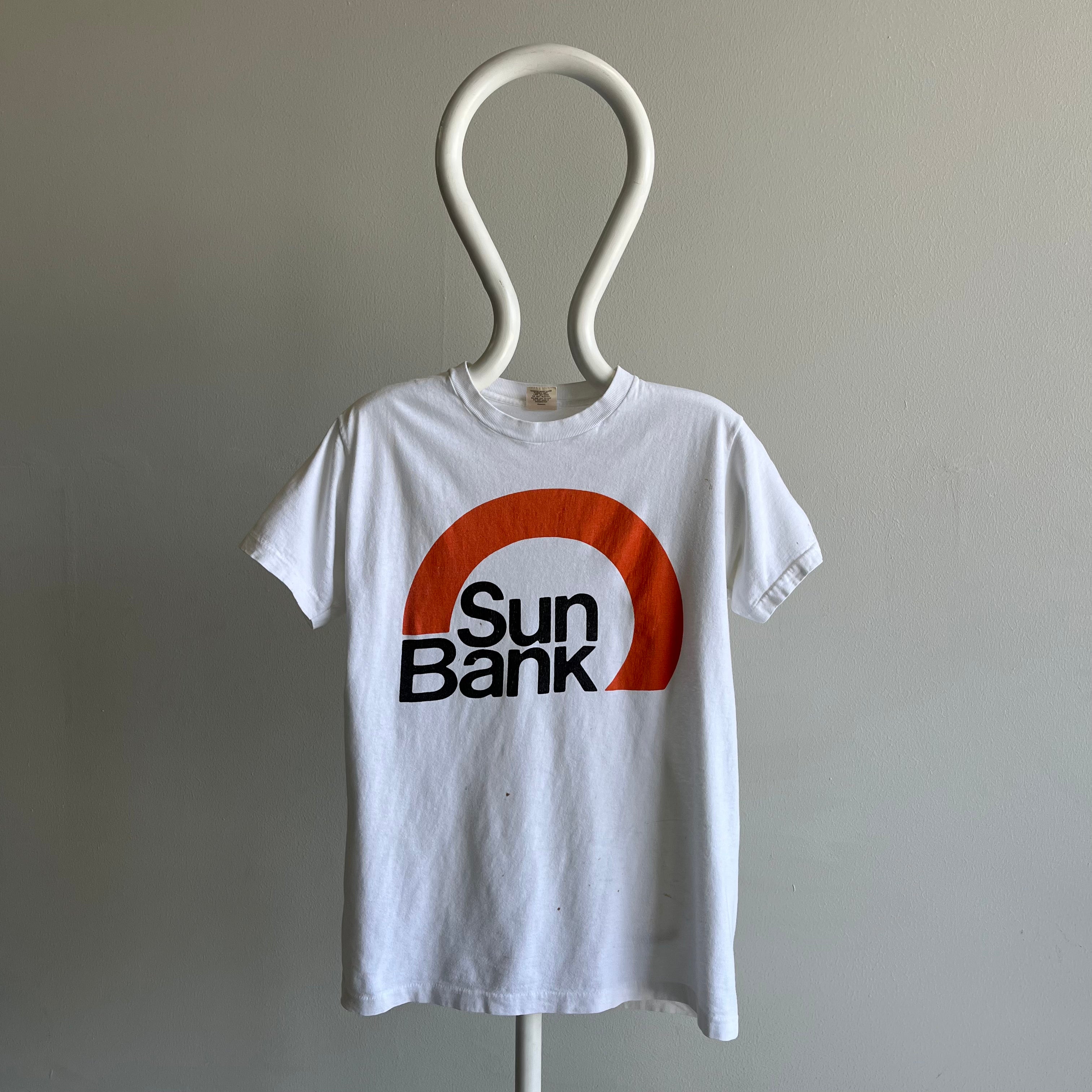 1970/80s Sun Bank Front and Back T-Shirt - Nice Fit