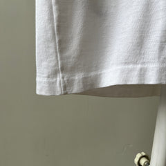 1970s Blank White Polo Style Pocket T Shirt - 70s Dad Chic