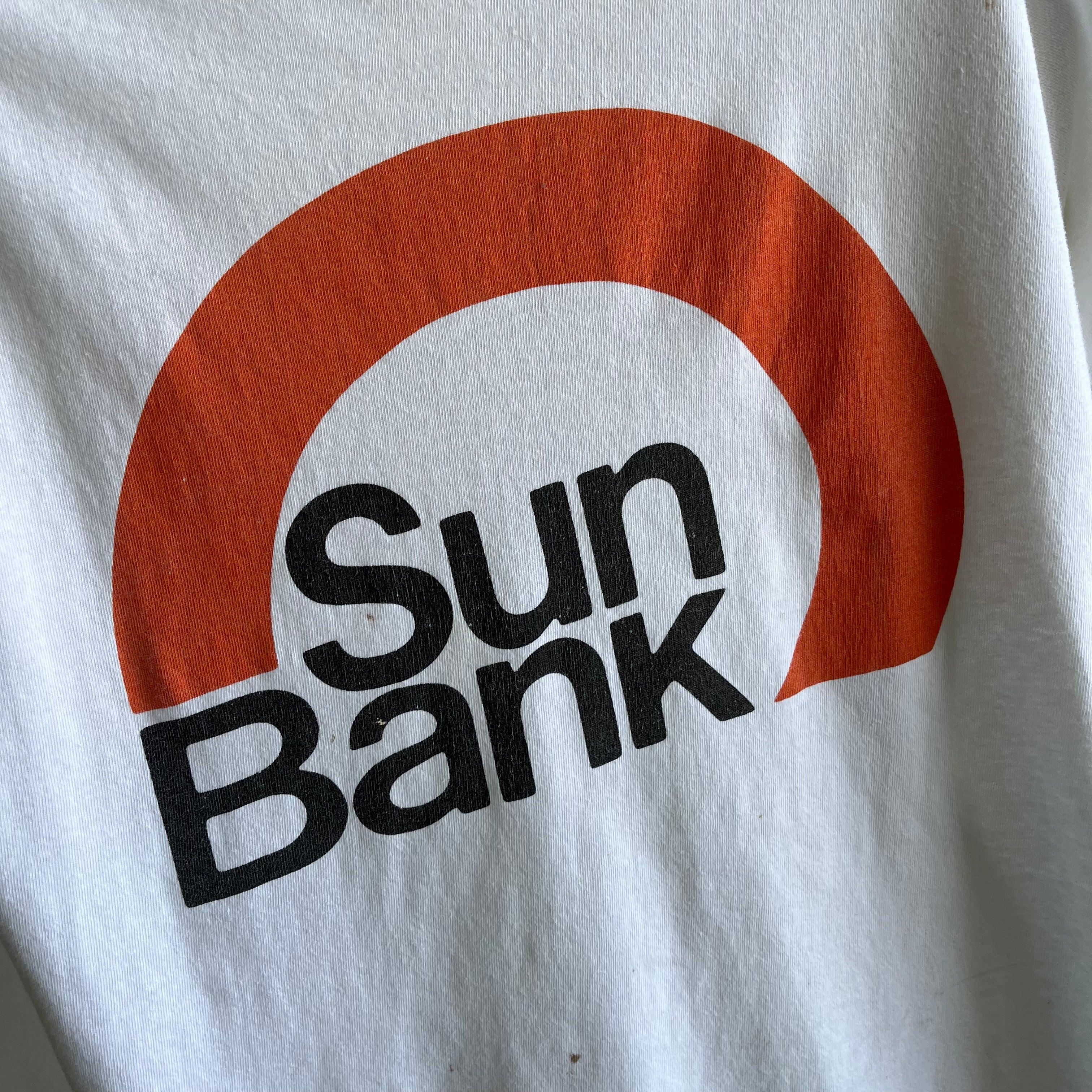 1970/80s Sun Bank Front and Back T-Shirt - Nice Fit