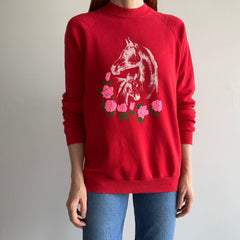 1980s Horses and Roses Sweatshirt